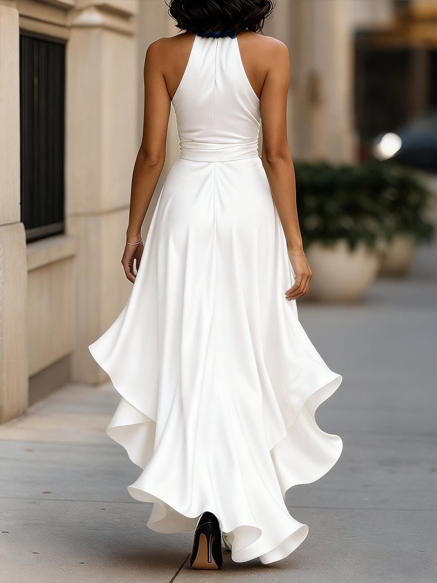 WOMEN'S HALTER NECK RUFFLE WRAP GOWN - Zarino Newstyle