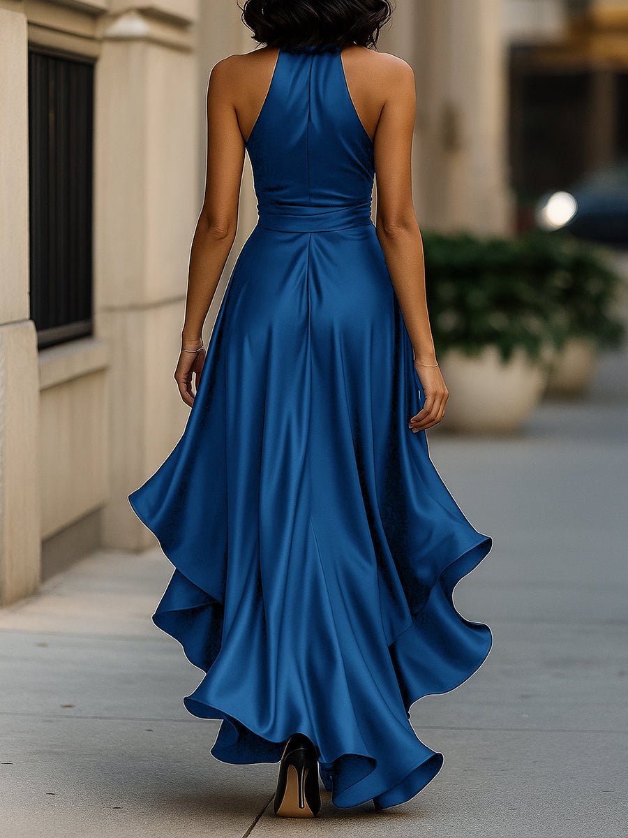 WOMEN'S HALTER NECK RUFFLE WRAP GOWN - Zarino Newstyle