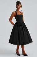 WOMEN'S HALTER NECK WEDDING GUEST SUMMER MIDI DRESS - Zarino Newstyle