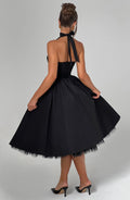 WOMEN'S HALTER NECK WEDDING GUEST SUMMER MIDI DRESS - Zarino Newstyle