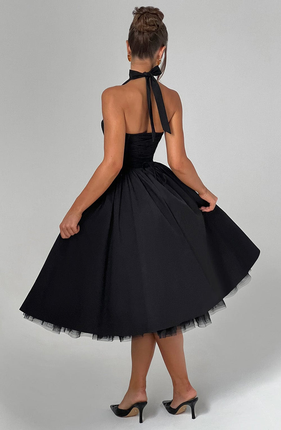WOMEN'S HALTER NECK WEDDING GUEST SUMMER MIDI DRESS - Zarino Newstyle
