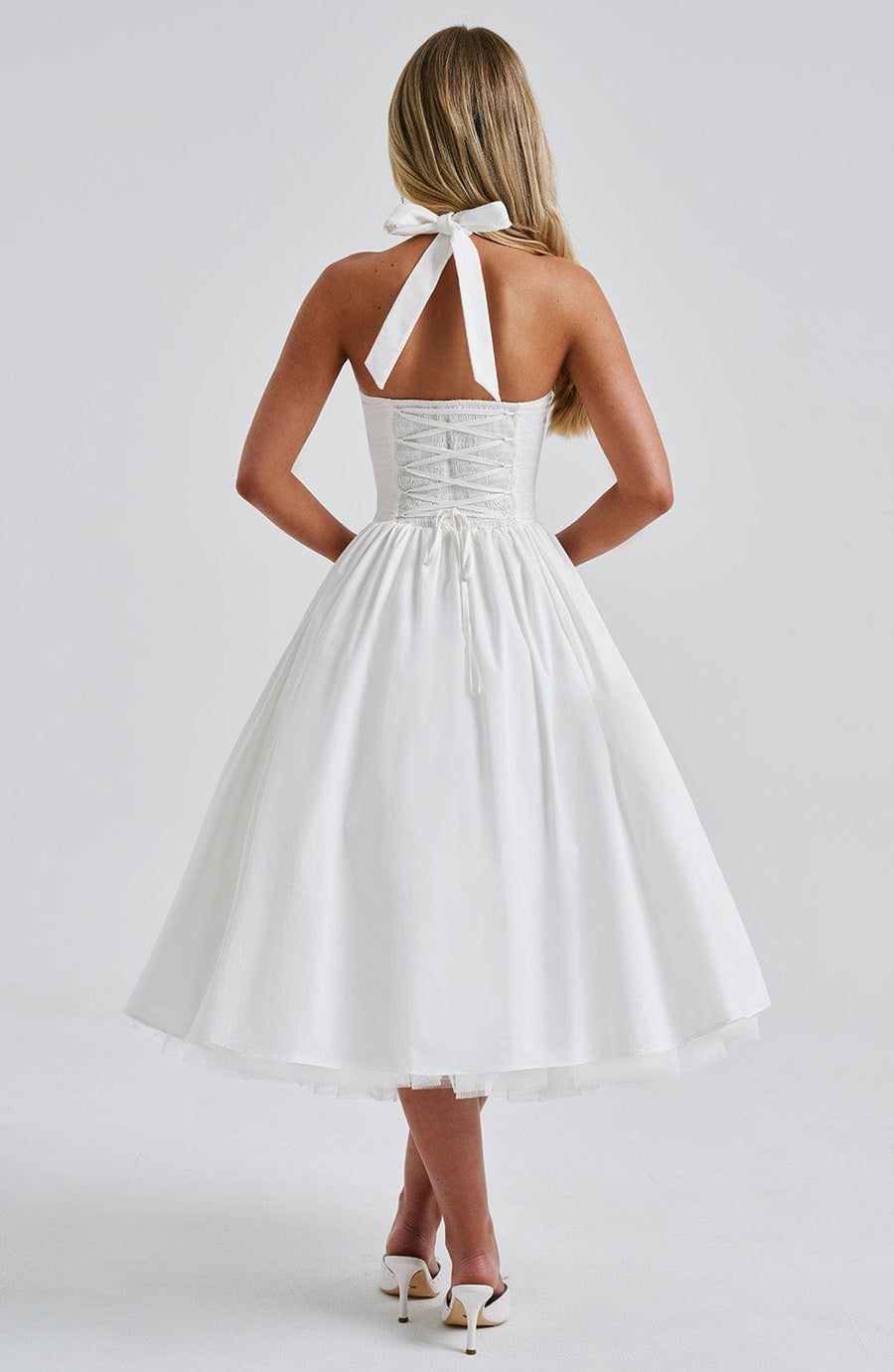 WOMEN'S HALTER NECK WEDDING GUEST SUMMER MIDI DRESS - Zarino Newstyle