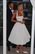 WOMEN'S HALTER NECK WEDDING GUEST SUMMER MIDI DRESS - Zarino Newstyle