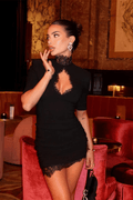 WOMEN'S HIGH NECK LACE TRIM BODYCON MINI DRESS - Zarino Newstyle