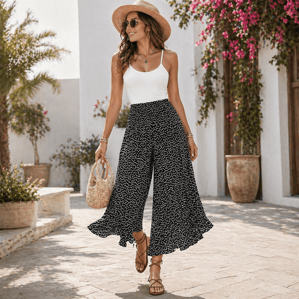 WOMEN'S HIGH - WAIST WIDE LEG SUMMER TROUSERS - Zarino Newstyle