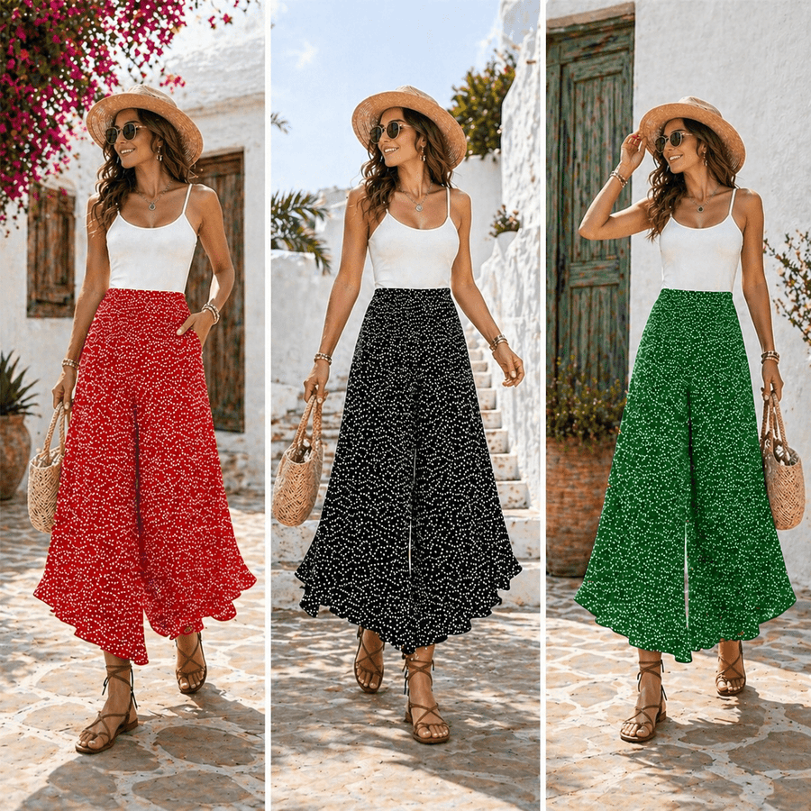 WOMEN'S HIGH - WAIST WIDE LEG SUMMER TROUSERS - Zarino Newstyle