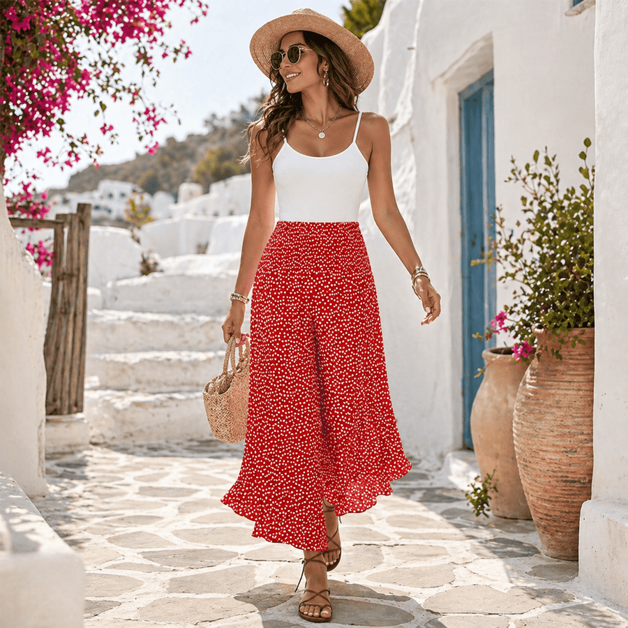 WOMEN'S HIGH - WAIST WIDE LEG SUMMER TROUSERS - Zarino Newstyle