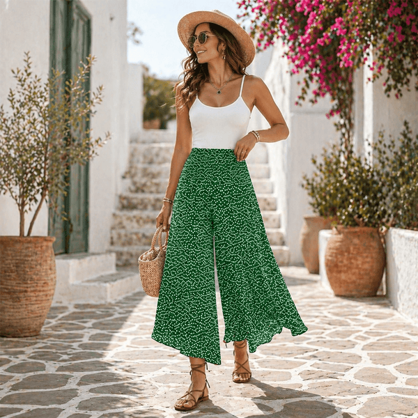 WOMEN'S HIGH-WAIST WIDE LEG SUMMER TROUSERS