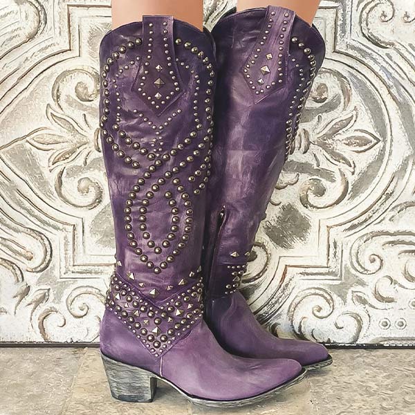 WOMEN'S KNEE HIGH WESTERN COWBOY BOOTS - Zarino Newstyle
