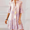 WOMEN'S LACE PRINT V - NECK FLOWY SUMMER DRESS - Zarino Newstyle