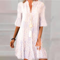 WOMEN'S LACE PRINT V - NECK FLOWY SUMMER DRESS - Zarino Newstyle