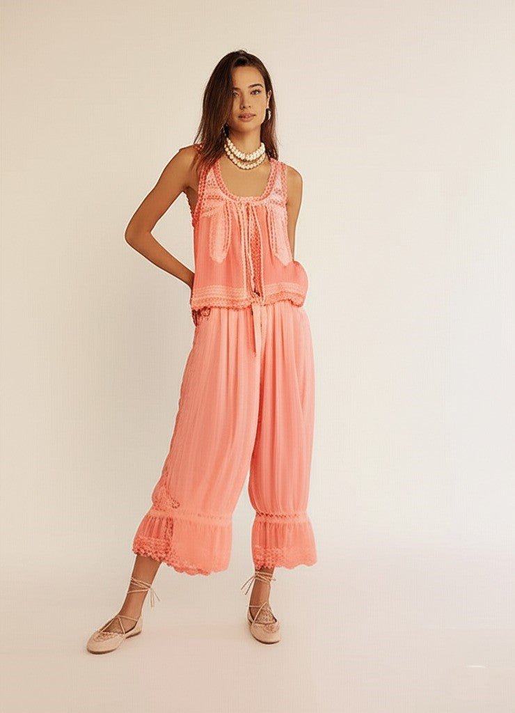 WOMEN'S LACE TRIM SUMMER TWO - PIECE SET - Zarino Newstyle