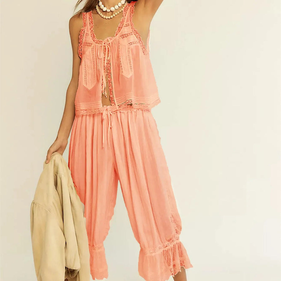 WOMEN'S LACE TRIM SUMMER TWO - PIECE SET - Zarino Newstyle