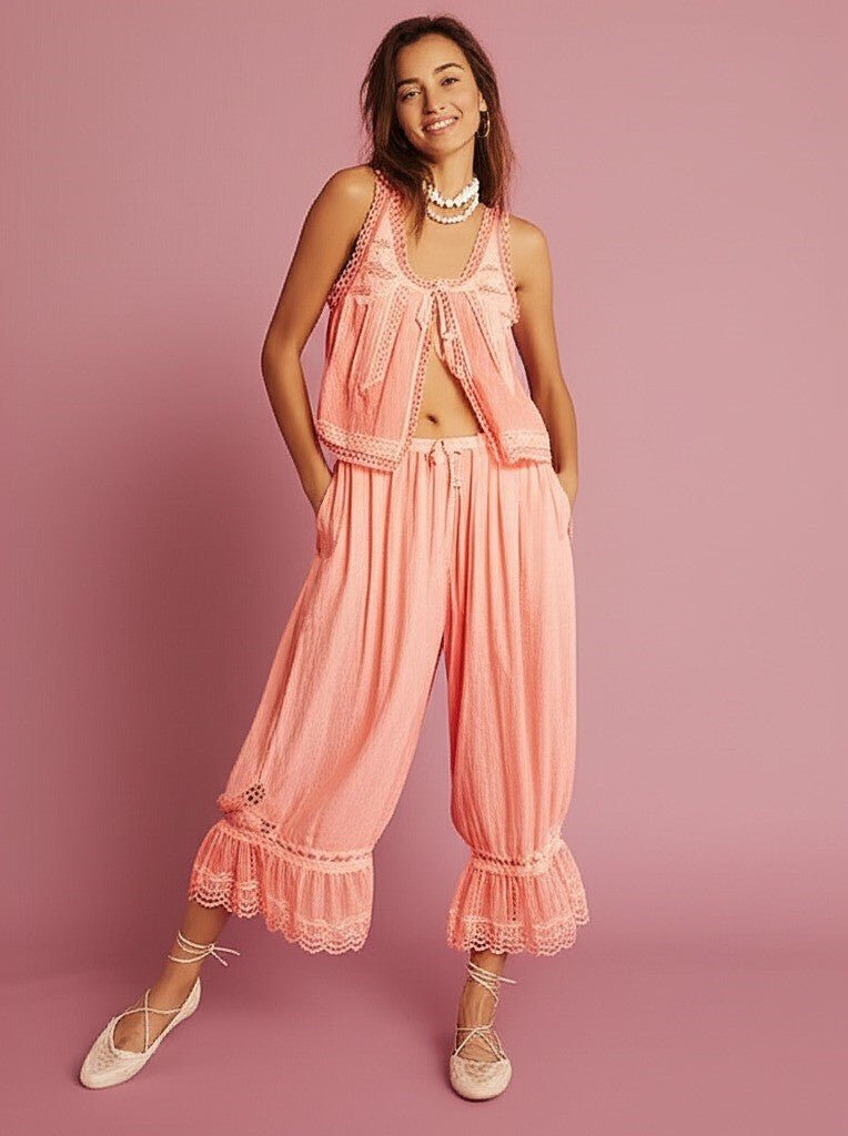 WOMEN'S LACE TRIM SUMMER TWO - PIECE SET - Zarino Newstyle
