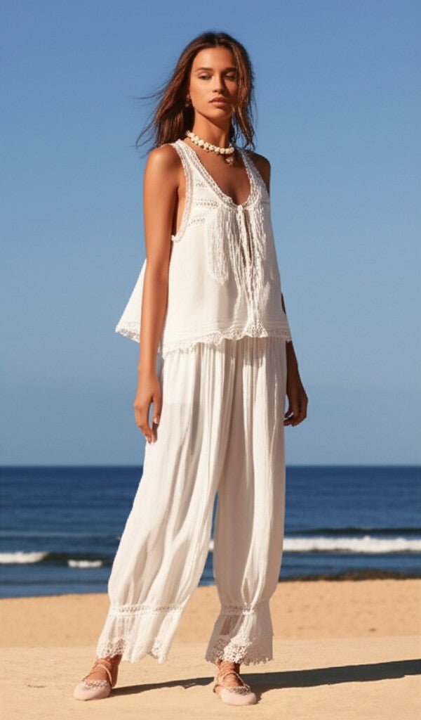WOMEN'S LACE TRIM SUMMER TWO - PIECE SET - Zarino Newstyle
