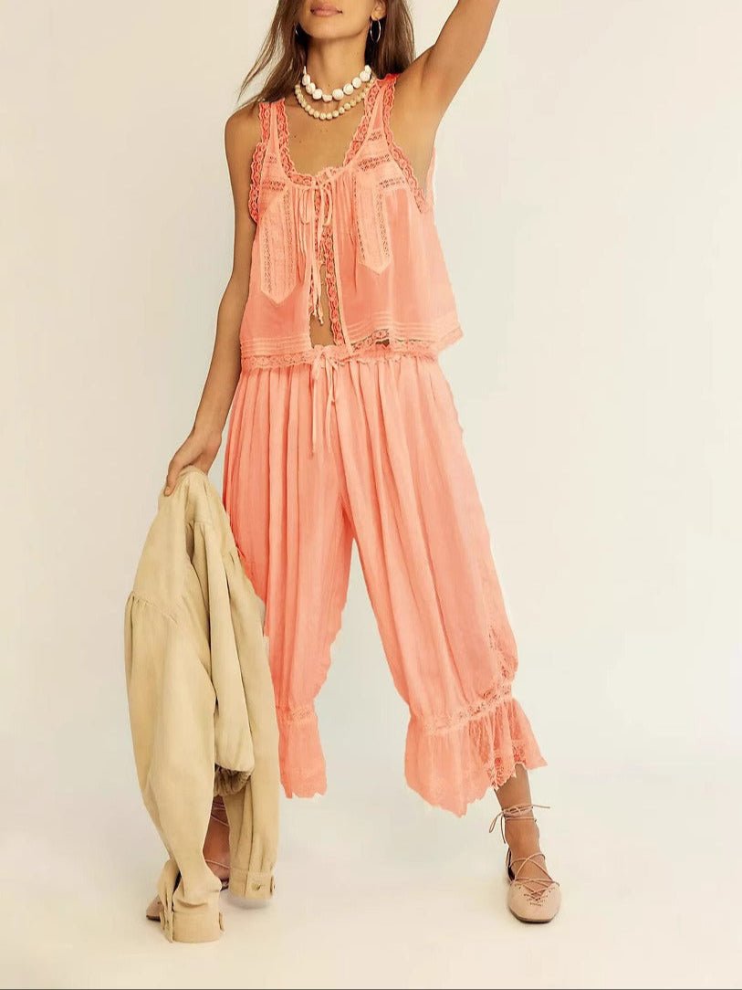 WOMEN'S LACE TRIM SUMMER TWO - PIECE SET - Zarino Newstyle