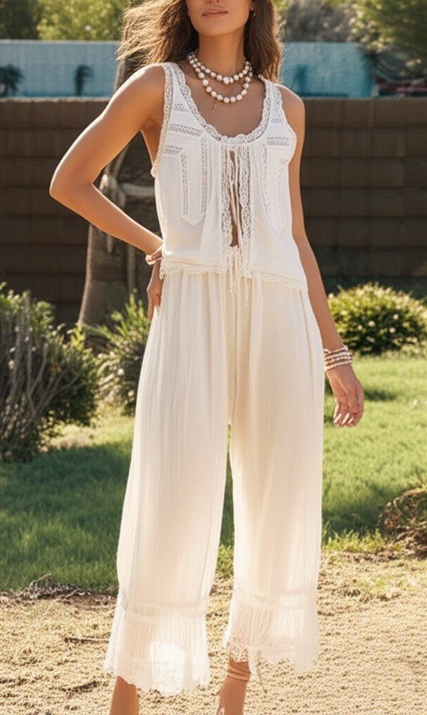 WOMEN'S LACE TRIM SUMMER TWO - PIECE SET - Zarino Newstyle