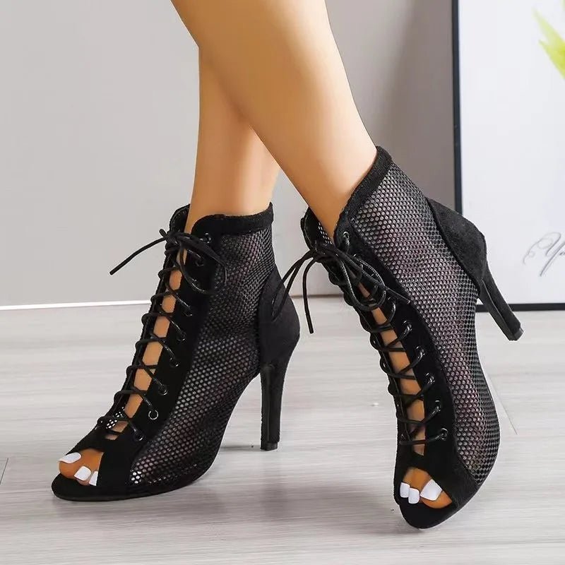WOMEN'S LACE - UP STILETTO HEEL SANDALS - Zarino Newstyle