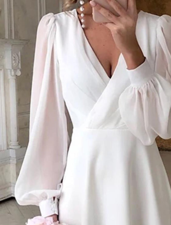 WOMEN'S LONG SLEEVE FLOWING WEDDING DRESS