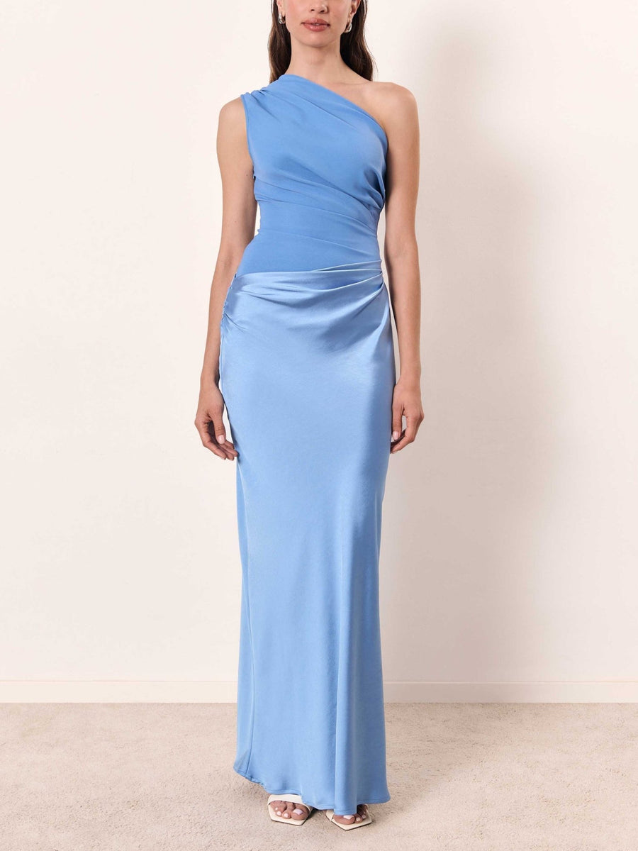 WOMEN'S ONE SHOULDER PLEATED SUMMER MAXI DRESS - Zarino Newstyle