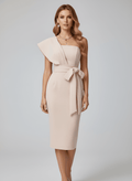 WOMEN'S ONE - SHOULDER SEQUIN BELTED MIDI DRESS - Zarino Newstyle
