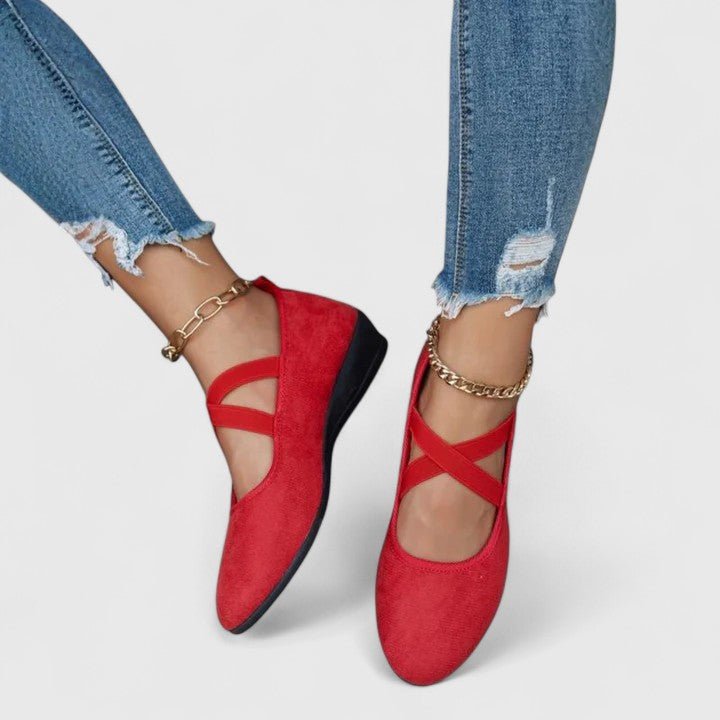 WOMEN'S ORTHOPEDIC CROSS STRAP FLAT SHOES ELEGANT COMFORT - Zarino Newstyle