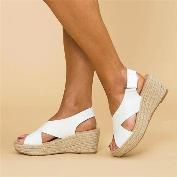 WOMEN'S ORTHOPEDIC ESPADRILLE WEDGE SANDALS CROSS STRAP - Zarino Newstyle