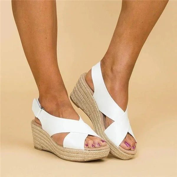 WOMEN'S ORTHOPEDIC ESPADRILLE WEDGE SANDALS CROSS STRAP - Zarino Newstyle