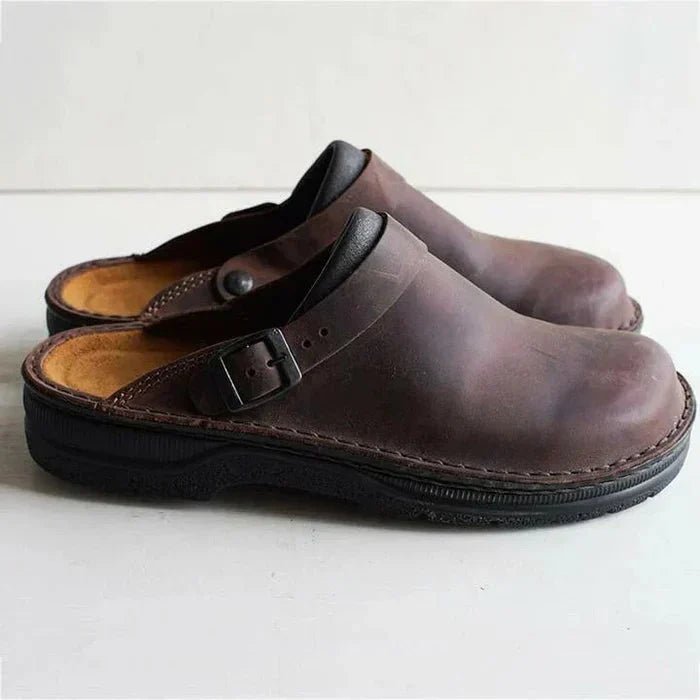 WOMEN'S ORTHOPEDIC LEATHER SLIP - ON SUMMER CLOGS - Zarino Newstyle