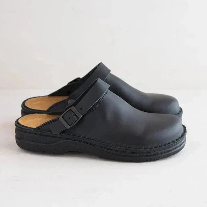 WOMEN'S ORTHOPEDIC LEATHER SLIP - ON SUMMER CLOGS - Zarino Newstyle