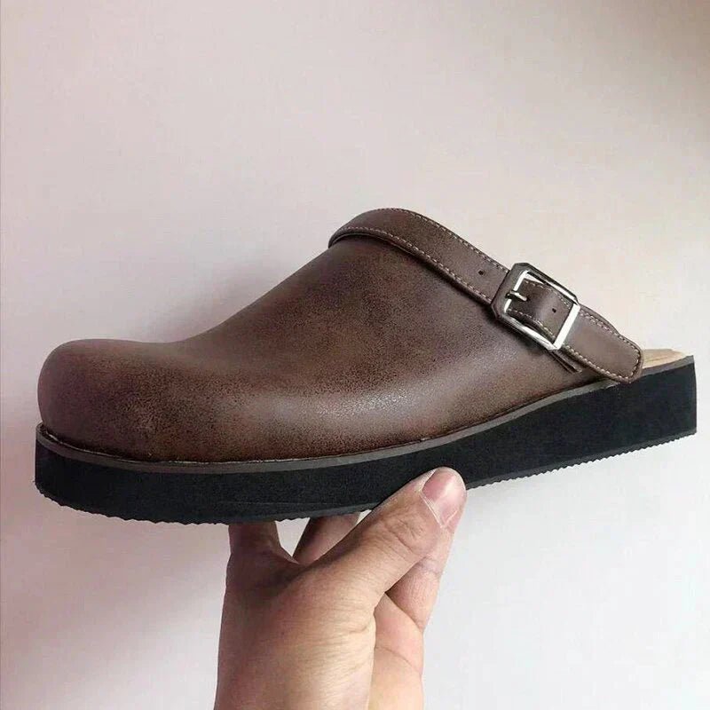 WOMEN'S ORTHOPEDIC LEATHER SLIP - ON SUMMER CLOGS - Zarino Newstyle