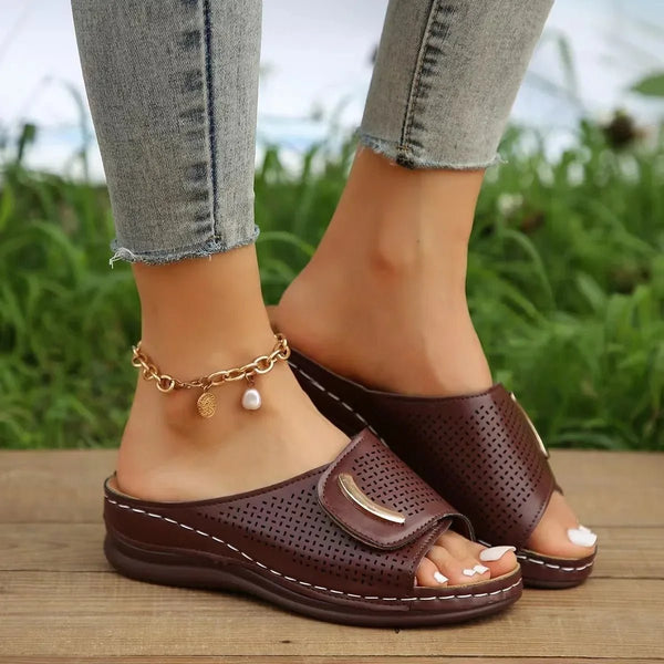 WOMEN'S ORTHOPEDIC PERFORATED WEDGE MULES - Zarino Newstyle