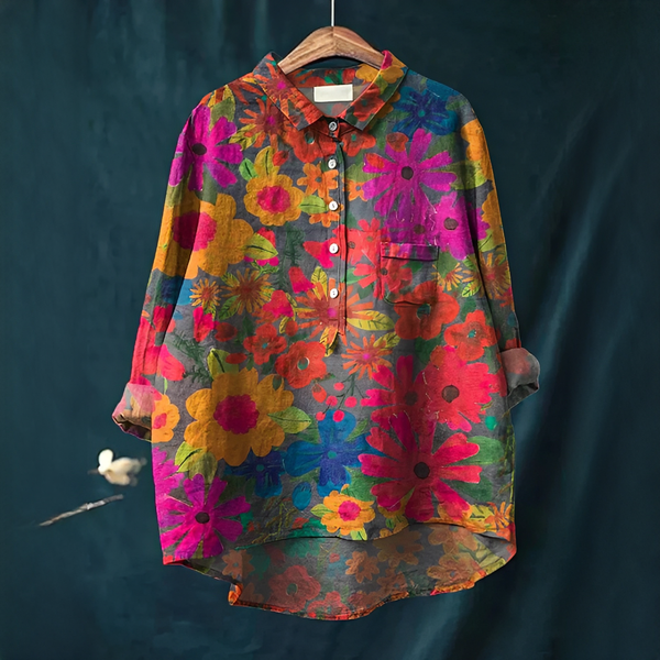 WOMEN'S OVERSIZED BOLD FLORAL PRINT SUMMER SHIRT - Zarino Newstyle