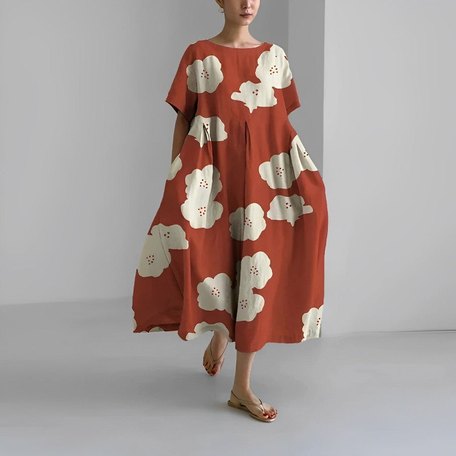 WOMEN'S OVERSIZED BOLD PRINT FLOWY SUMMER MAXI DRESS - Zarino Newstyle