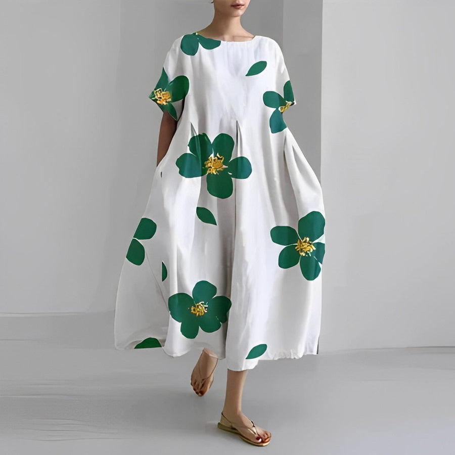 WOMEN'S OVERSIZED BOLD PRINT FLOWY SUMMER MAXI DRESS - Zarino Newstyle