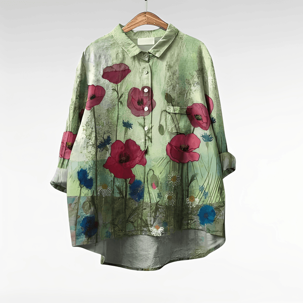 WOMEN'S OVERSIZED FLORAL PRINT BUTTON - DOWN SUMMER BLOUSE - Zarino Newstyle