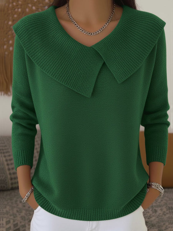 WOMEN'S OVERSIZED V - NECK COLLAR SWEATER - Zarino Newstyle