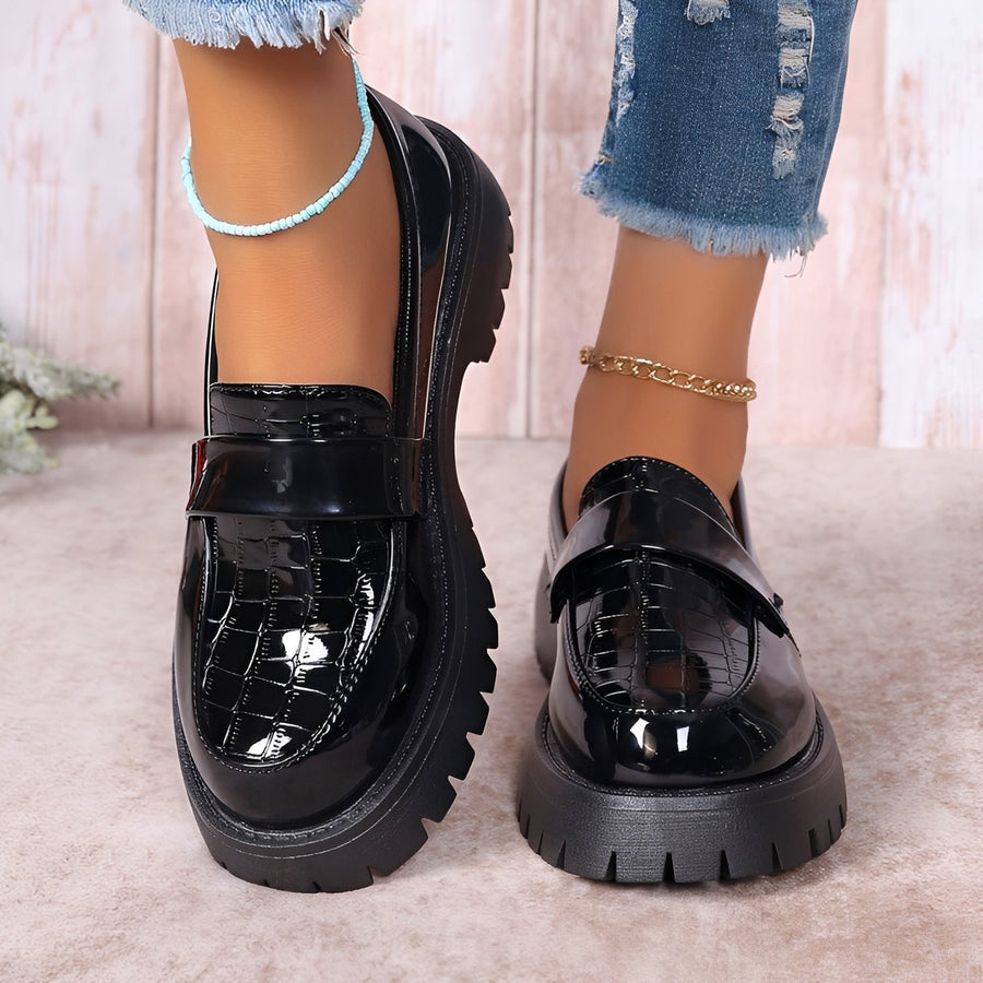 WOMEN'S PATENT PLATFORM PENNY LOAFERS - Zarino Newstyle