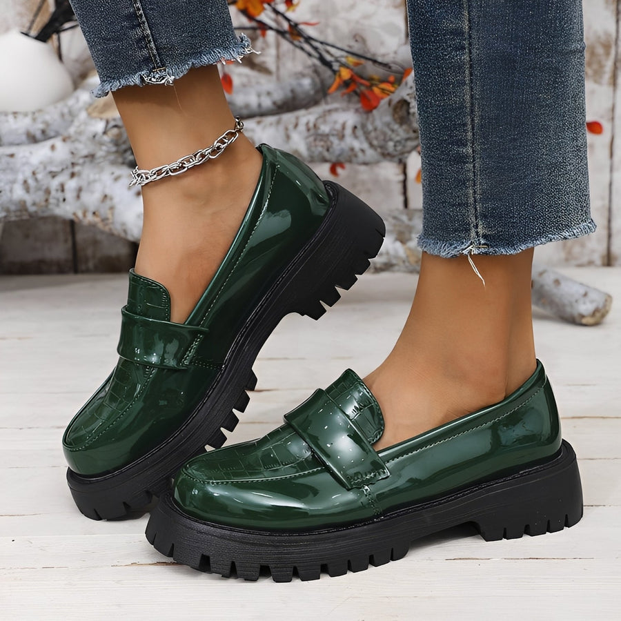 WOMEN'S PATENT PLATFORM PENNY LOAFERS - Zarino Newstyle