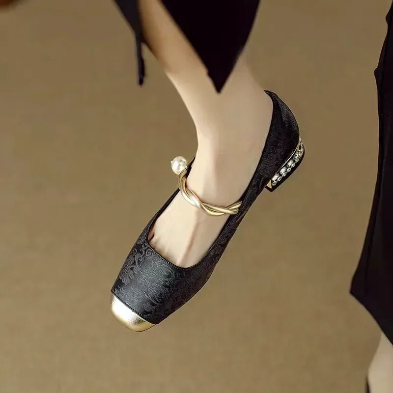 WOMEN'S PEARL EMBELLISHED MARY JANE FLATS - Zarino Newstyle