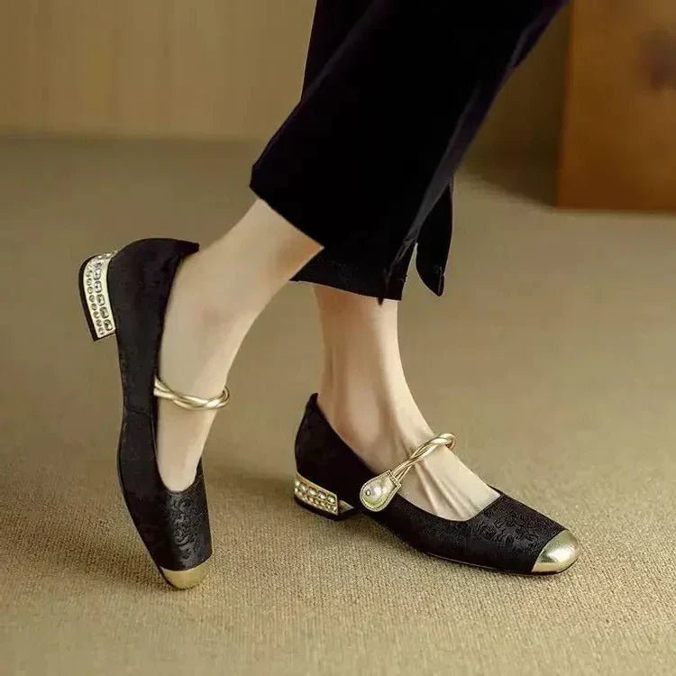 WOMEN'S PEARL EMBELLISHED MARY JANE FLATS - Zarino Newstyle
