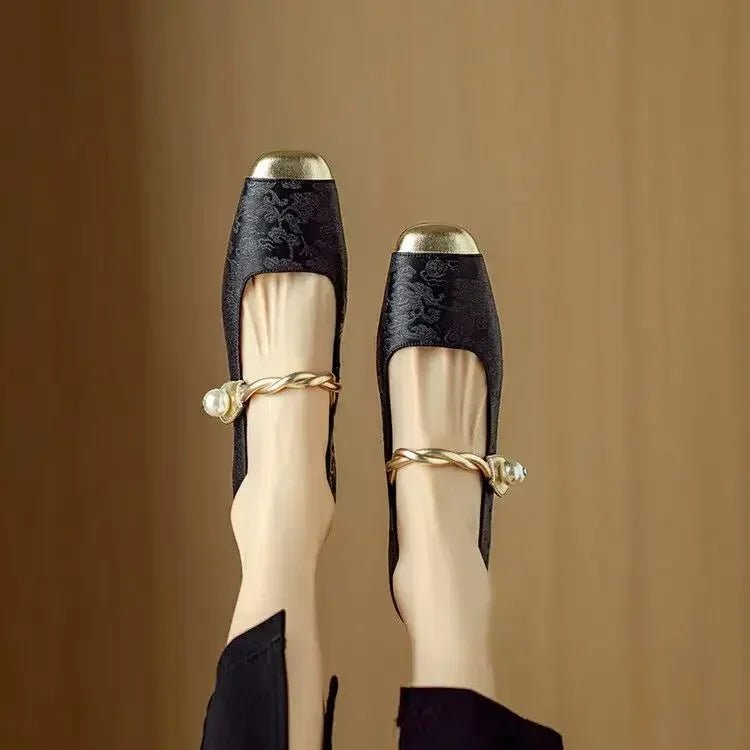 WOMEN'S PEARL EMBELLISHED MARY JANE FLATS - Zarino Newstyle
