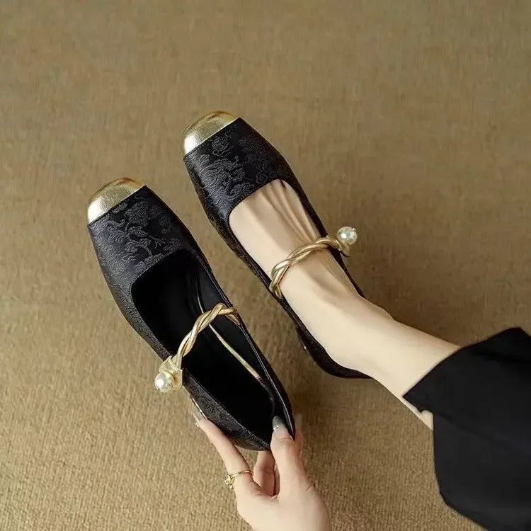 WOMEN'S PEARL EMBELLISHED MARY JANE FLATS - Zarino Newstyle