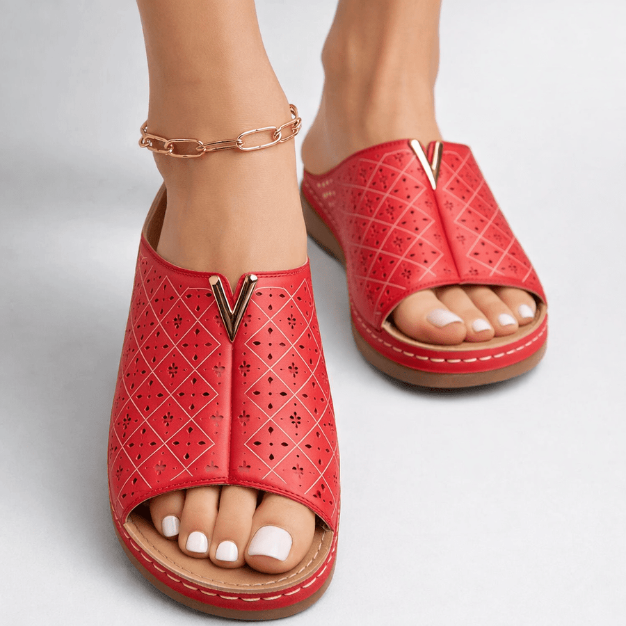 WOMEN'S PERFORATED SLIP - ON SANDALS - Zarino Newstyle