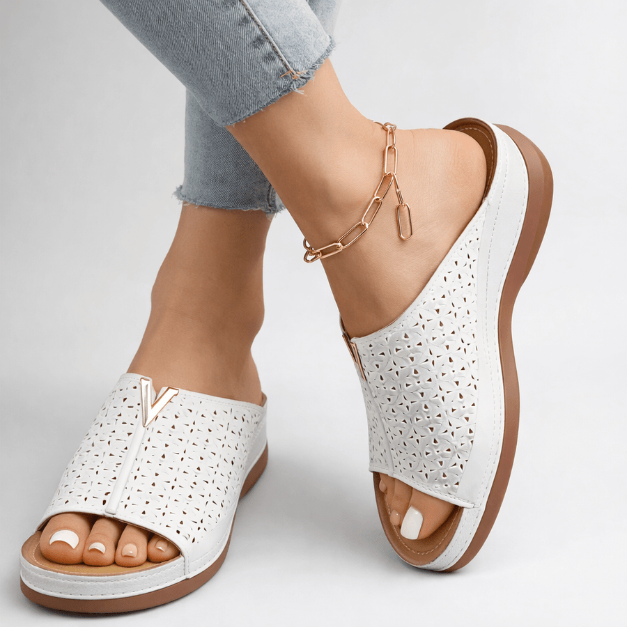 WOMEN'S PERFORATED SLIP - ON SANDALS - Zarino Newstyle