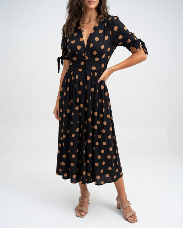 WOMEN'S POLKA DOT SUMMER MIDI DRESS - Zarino Newstyle
