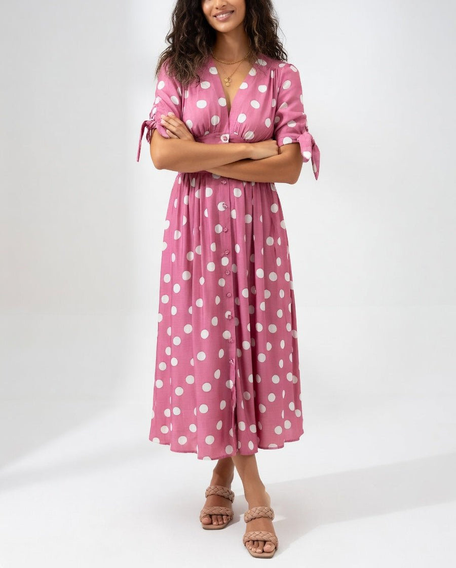 WOMEN'S POLKA DOT SUMMER MIDI DRESS - Zarino Newstyle