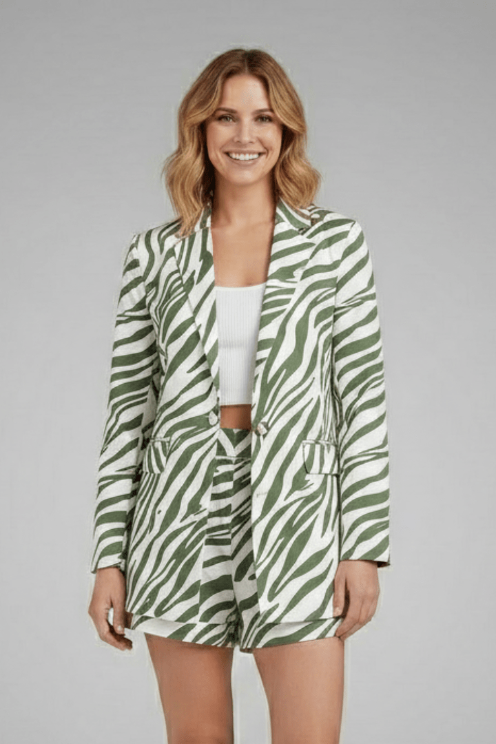 WOMEN'S PRINTED OPEN FRONT BLAZER & SHORTS SUMMER SET - Zarino Newstyle
