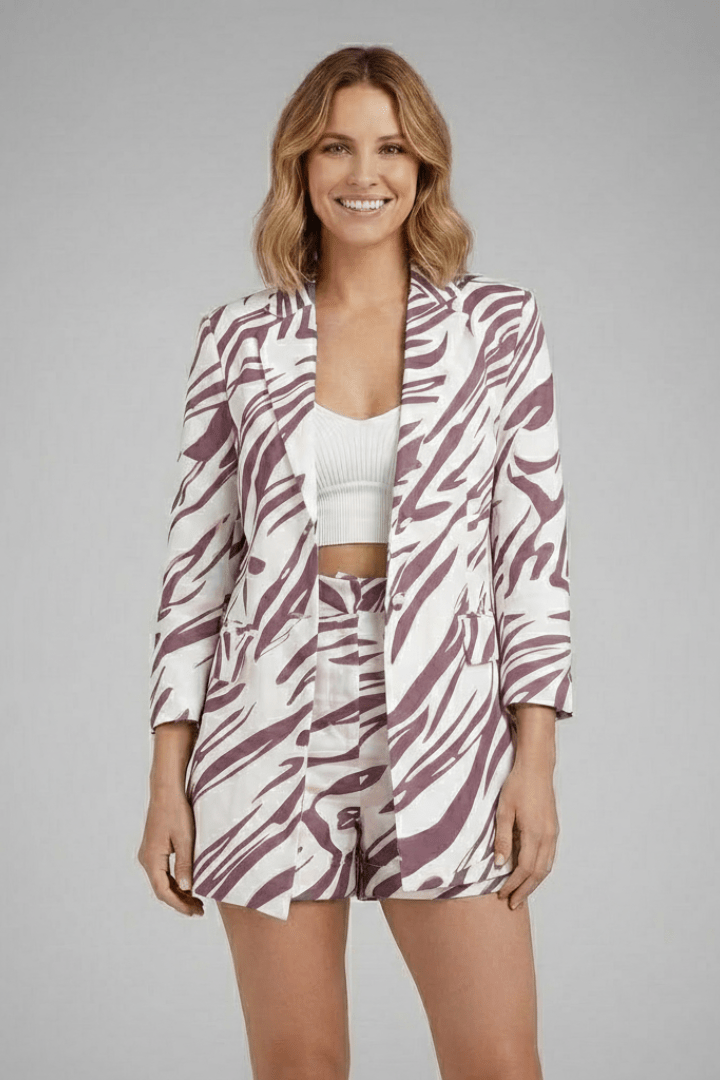 WOMEN'S PRINTED OPEN FRONT BLAZER & SHORTS SUMMER SET - Zarino Newstyle