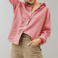 WOMEN'S RELAXED OVERSIZED BUTTON - DOWN SUMMER SHIRT - Zarino Newstyle